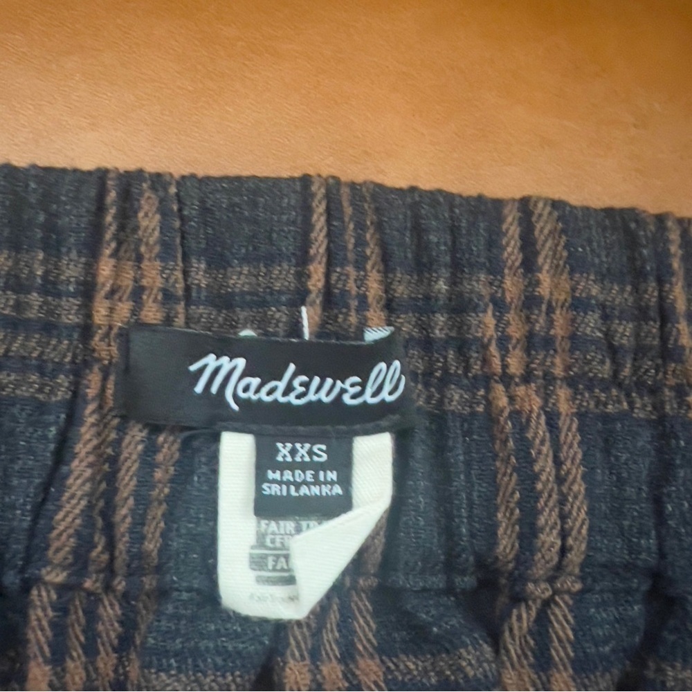 Madewell Plaid Double-Breasted Mini Skirt Sz XXS Navy Brown - Picture 5 of 9